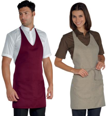 Grembiule con pettorina unisex, tasca davanti centrale